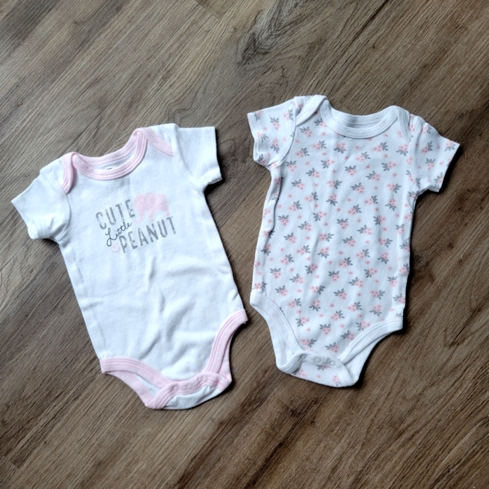 3-pack Bodysuits 3-6m Elephants
